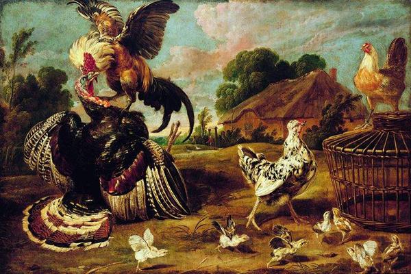 Paul de Vos The fight between a turkey and a rooster.